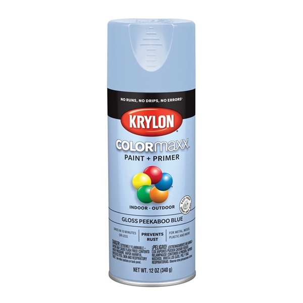 K05530007 Enamel Spray Paint, Gloss, Peekaboo Blue, 12 oz, Can