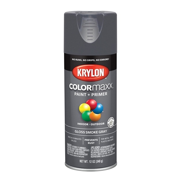 K05539007 Enamel Spray Paint, Gloss, Smoke Gray, 12 oz, Can