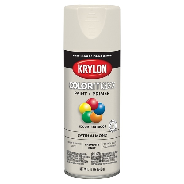 K05554007 Enamel Spray Paint, Satin, Almond, 12 oz, Can