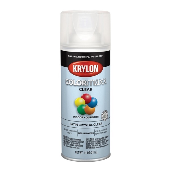 Krylon K05562007 Enamel Spray Paint, Satin, Crystal Clear, 11 oz, Can - 1