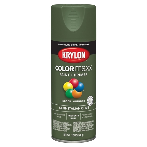 K05566007 Enamel Spray Paint, Satin, Italian Olive, 12 oz, Can