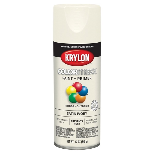 K05567007 Enamel Spray Paint, Satin, Ivory, 12 oz, Can