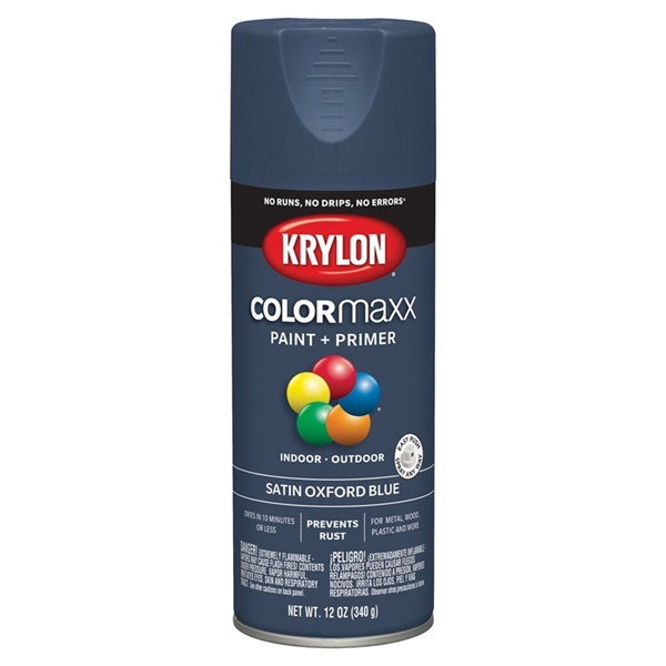 K05571007 Enamel Spray Paint, Satin, Oxford Blue, 12 oz, Can