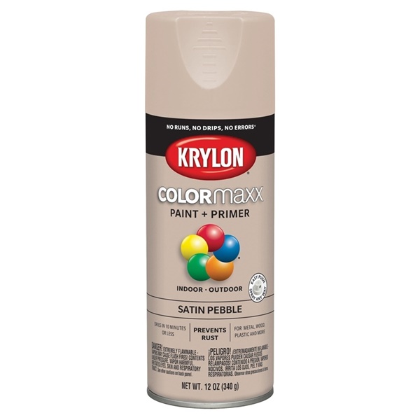 K05572007 Enamel Spray Paint, Satin, Pebble Gray, 12 oz, Can