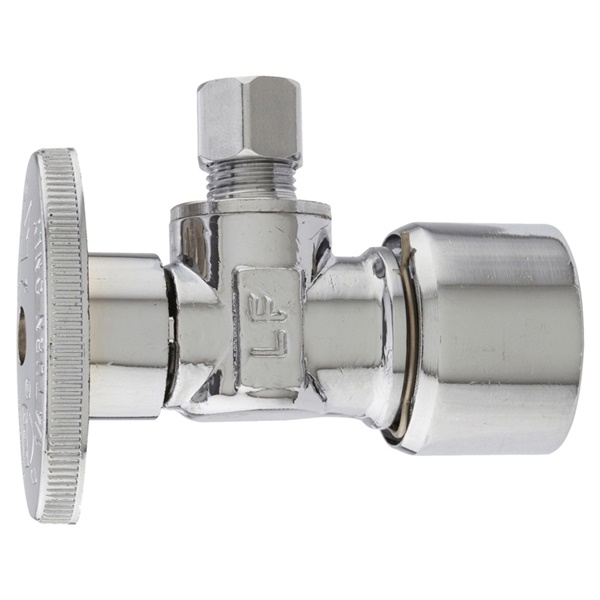 K2626PCPO Angle Valve, 1/2 x 1/4 in Connection, Lock-In, Brass Body