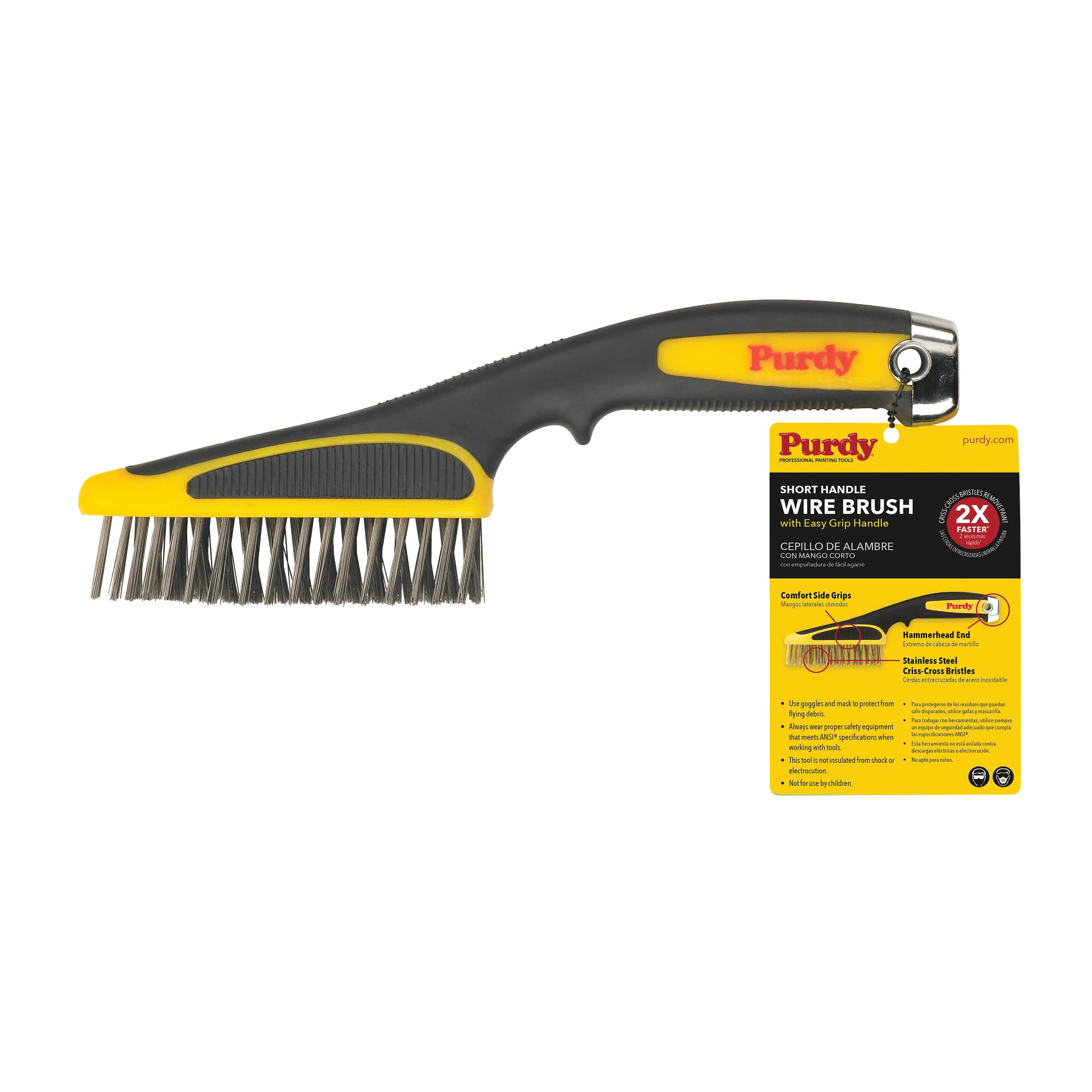 140910200 Criss Cross Wire Brush, Stainless Steel Bristle, Cushion Grip Handle