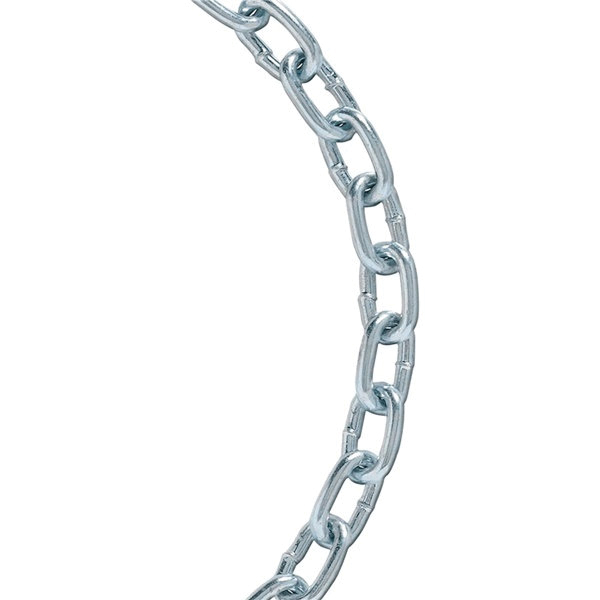 7252 Twist Link Machine Chain, #2/0, 70 ft L, 520 lb Working Load, Steel, Zinc-Plated
