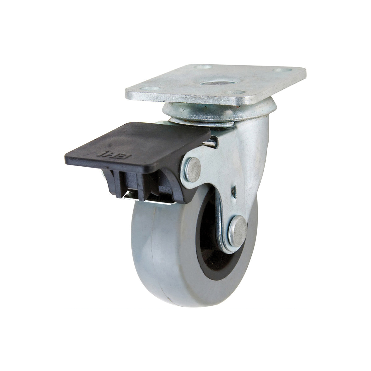G1 Series 3542 Medium-Duty Caster with Brake, 2 in Dia Wheel, TPU Wheel, Gray, 88 lb