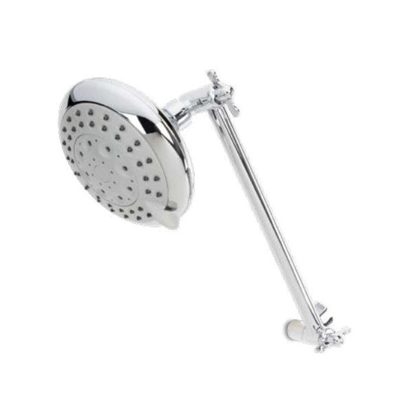 K730CP Adjustable Arm Shower Head, Round, 1.8 gpm, 5 -Spray Function, Polished Chrome, 4-3/4 in Dia