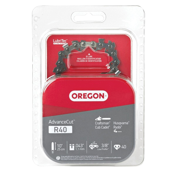 AdvanceCut Series R40 Chainsaw Chain, 90PX Chain, 10 in L Bar, 0.043 in Gauge, 3/8 in TPI/Pitch, 40-Link