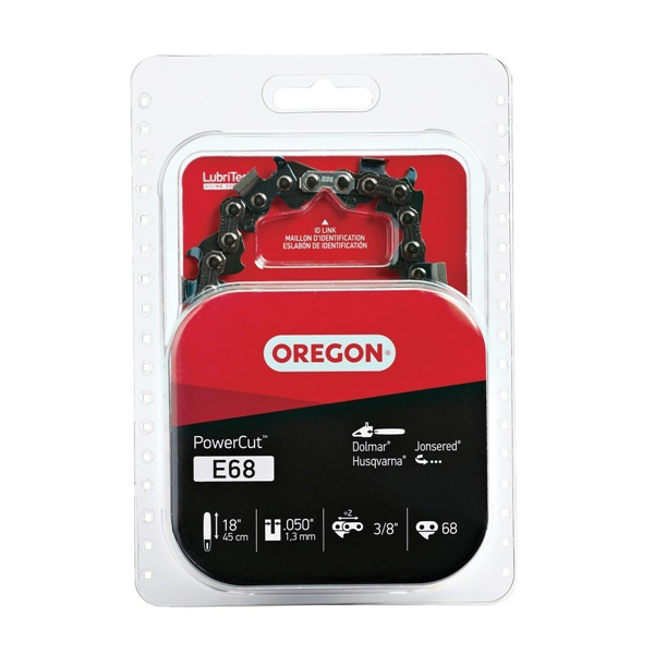PowerCut Series E68 Chainsaw Chain, 72LPX Chain, 18 in L Bar, 0.05 in Gauge, 3/8 in TPI/Pitch, 68-Link