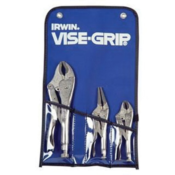 323S Locking Plier Set, 3-Piece, Alloy Steel, Silver