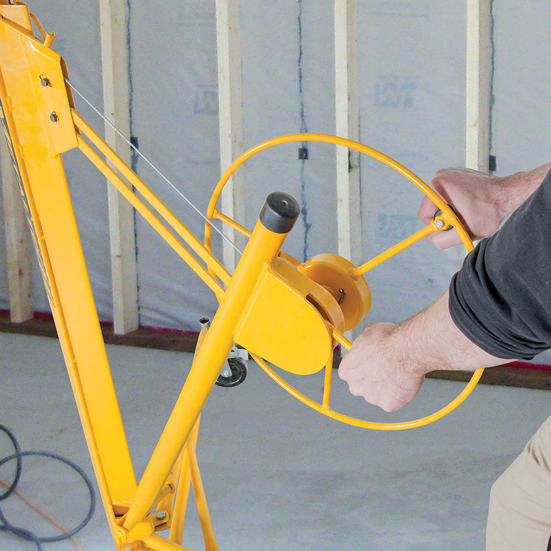 Metaltech Jobsite I-IDPL Drywall and Panel Lift, 150 lb, Steel, Yellow, 48.4 in L, 57.9 in W, 57 in H - 4