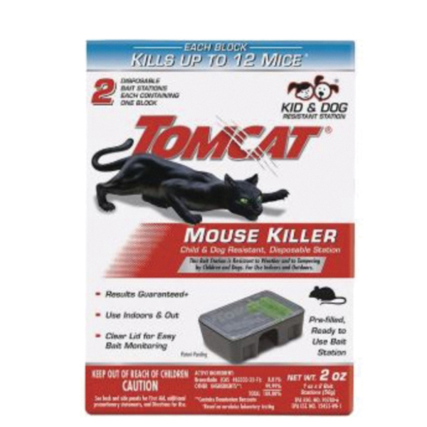 0370610 Disposable Mouse Bait Station, 2 oz Bait, 1-Opening, Plastic, Black/Clear