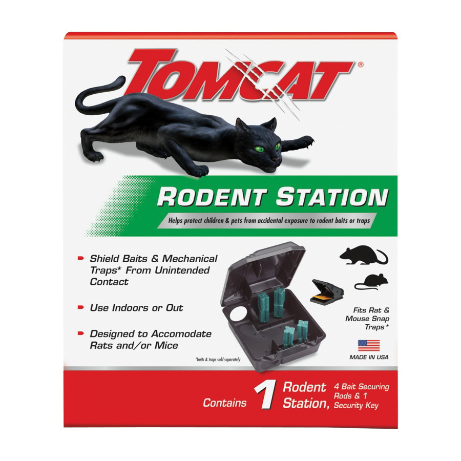 0363410 Rodent Station, 9.88 in L, 8-1/2 in W, 4-1/2 in H, Plastic, Black