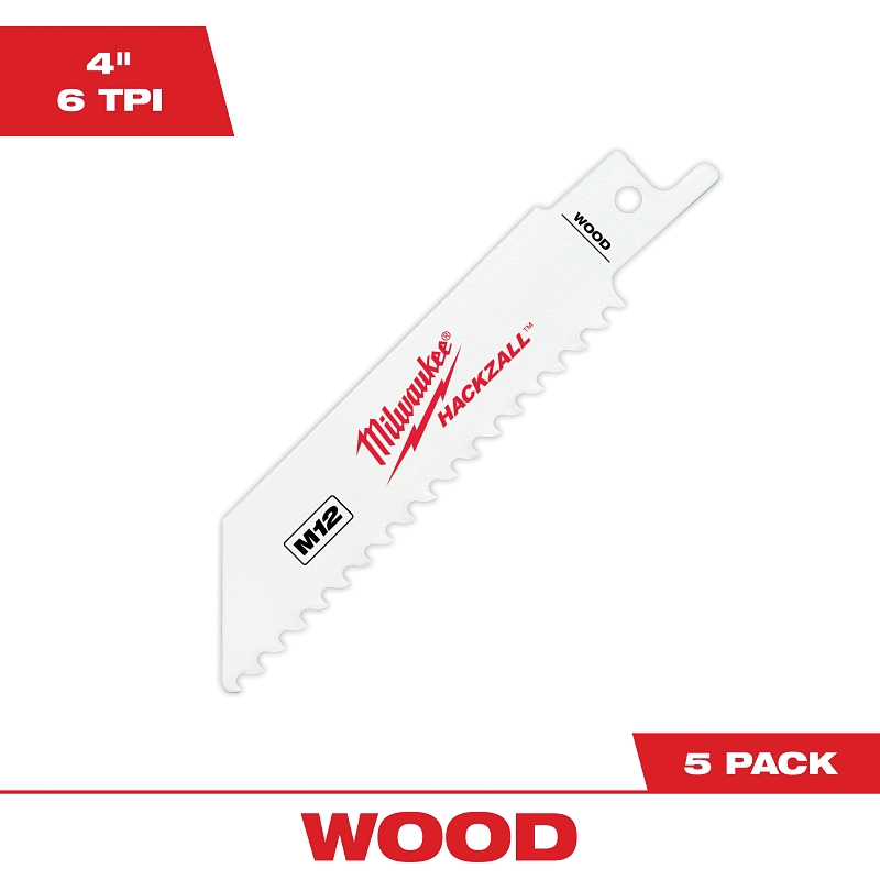 HACKZALL 49-00-5460 Series Blade, Applicable Materials: Wood, 3/4 in W, 4 in L, 6 TPI, HSS Cutting Edge, 5/PK