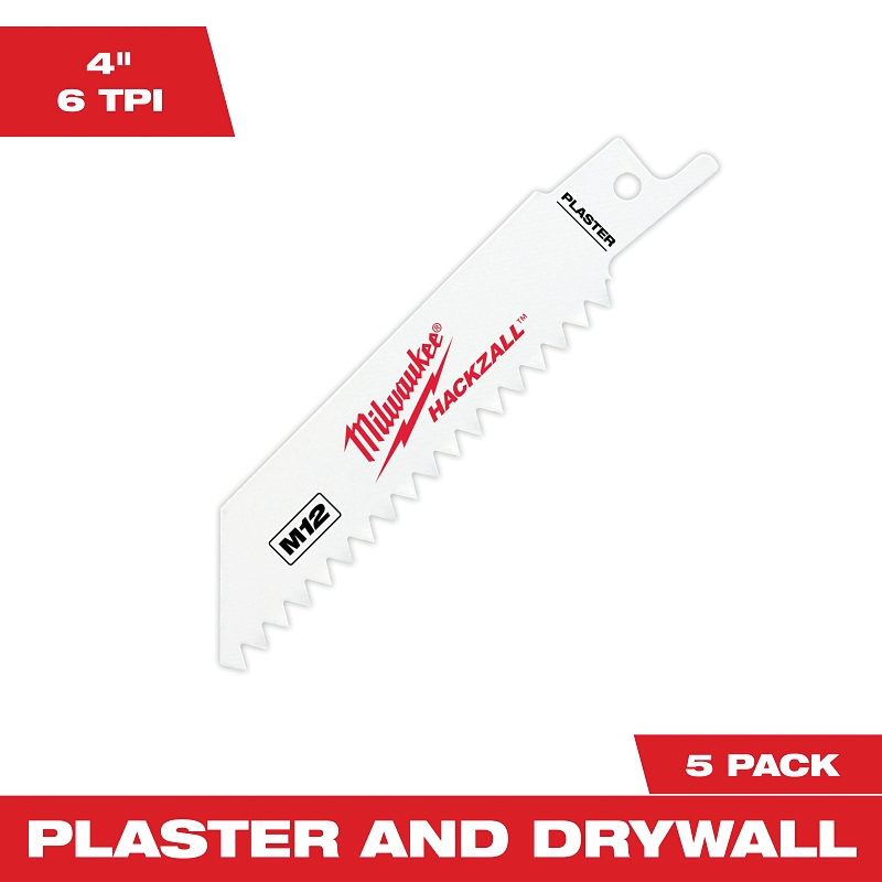 HACKZALL 49-00-5461 Series Blade, Applicable Materials: Drywall, Plaster, Wood, 3/4 in W, 4 in L, 6 TPI, 5/PK