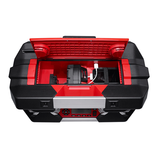 Milwaukee 2790-20 Jobsite Radio, Battery Included, 12 to 28 V, Includes: (2) AA Batteries, (1) Auxiliary Cord