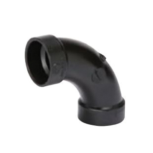 Streamline 02873 Long Sweep Pipe Elbow, 3 in, Hub, 90 deg Angle, ABS, Black