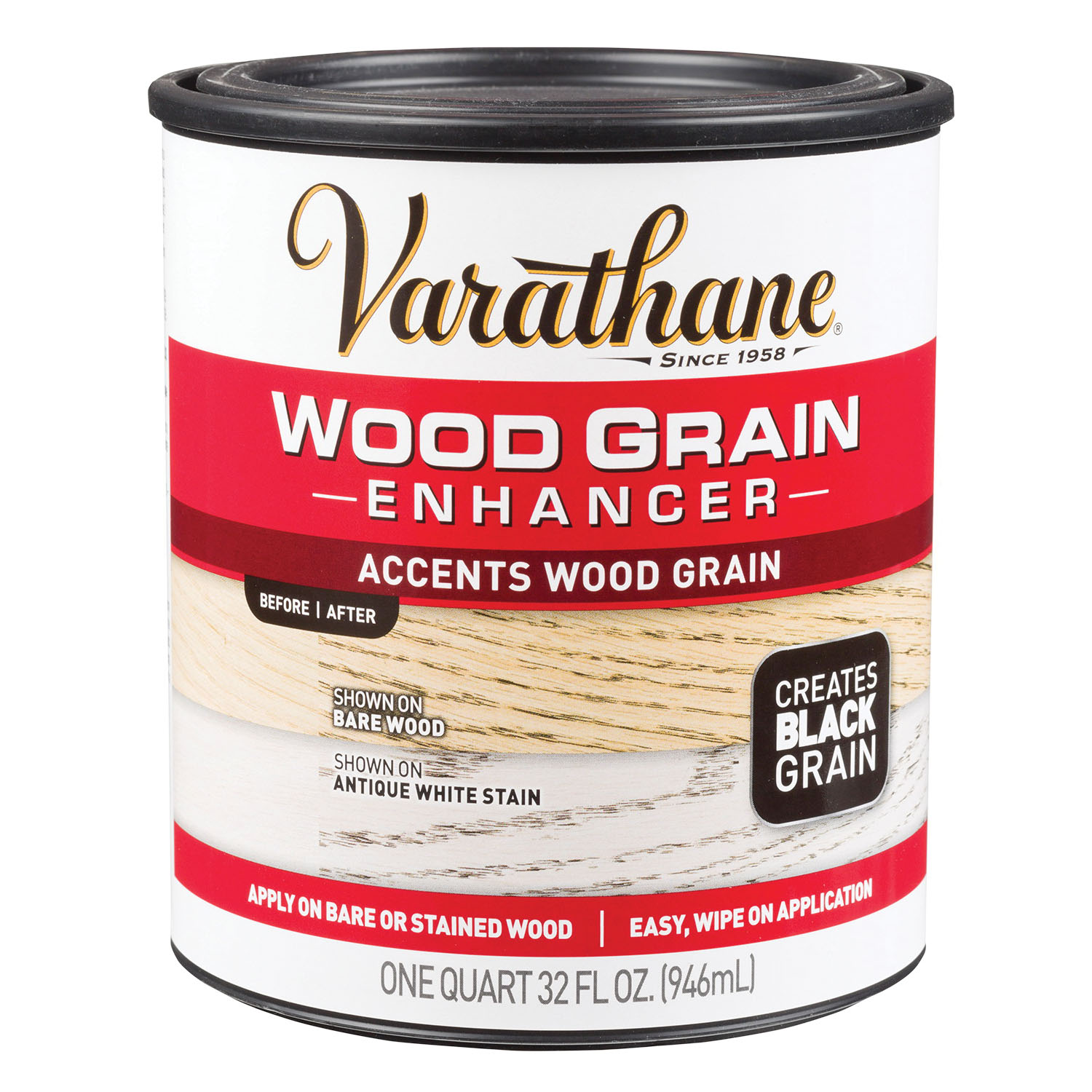 313834 Wood Grain Enhancer, Black Grain, Liquid, 1 qt