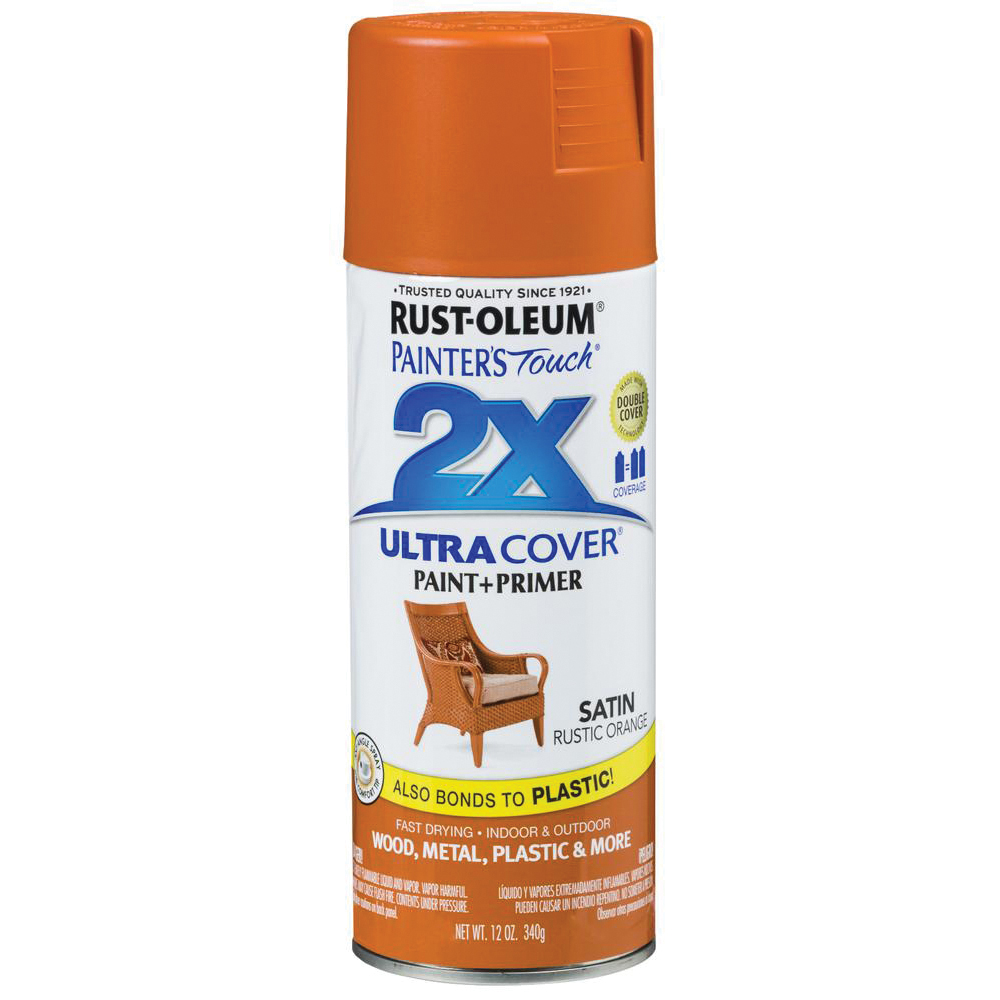 2X Ultra Cover 314753 Spray Paint, Satin, Rustic Orange, 12 oz, Can