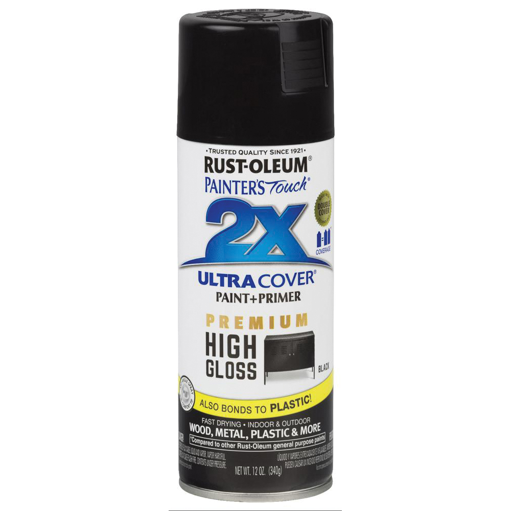 331172 Spray Paint, High-Gloss, Black, 12 oz, Can