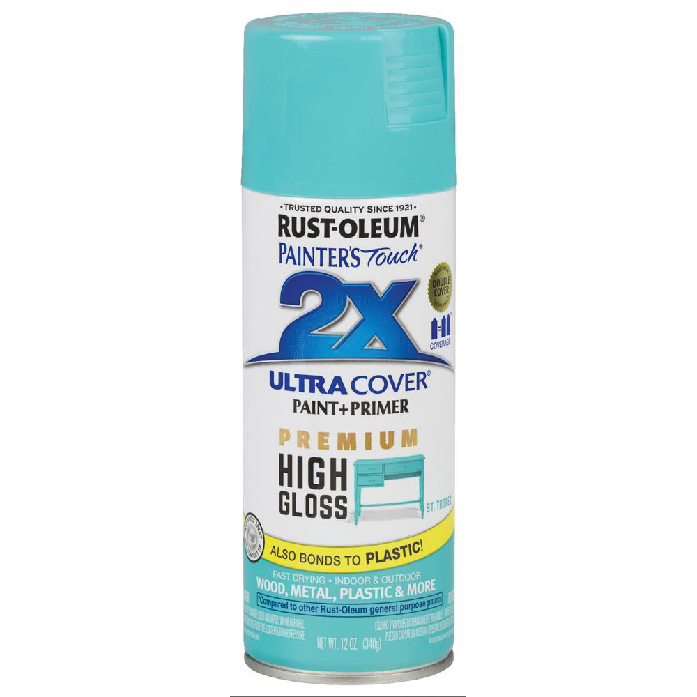 Painter's Touch 2X Ultra Cover 331172 Spray Paint, High-Gloss, Black, 12 oz, Can, 10 to 15 sq-ft Coverage Area, 20 minute drying time, Oil Base, Exterior, Interior Use