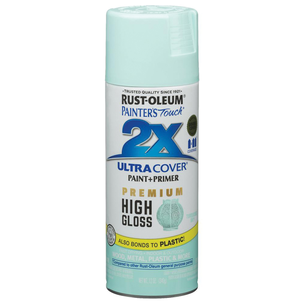 2X Ultra Cover 331178 Spray Paint, High-Gloss, Turquoise Sky, 12 oz, Can