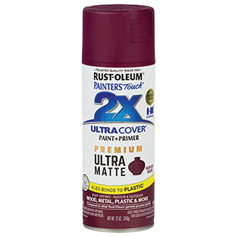 Painter's Touch 2X Ultra Cover 331189 Spray Paint, Matte, Harvest Grape, 12 oz, Can, 10 to 60 sq-ft Coverage Area, 20 minute drying time, Oil Base, Exterior, Interior Use