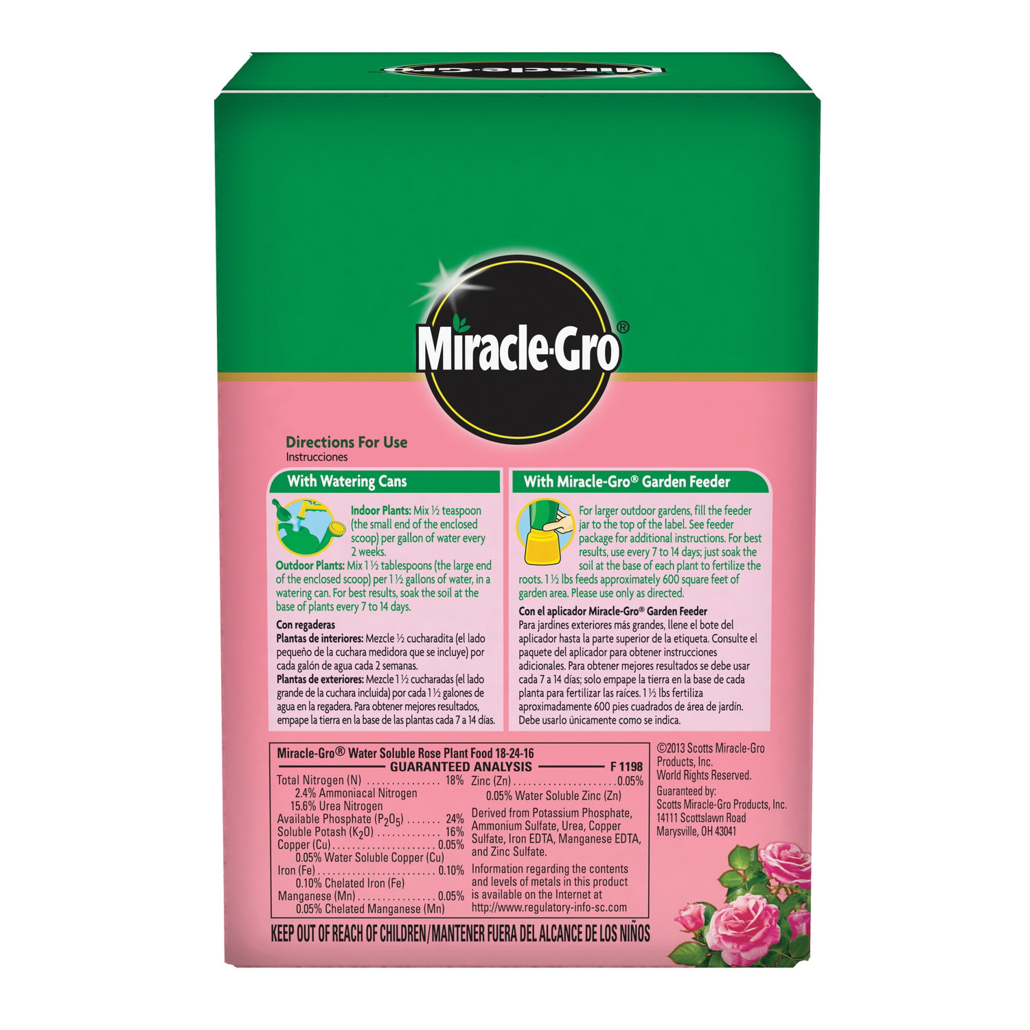 Miracle-Gro 2000221 Plant Food, 1.5 lb Box, Solid, 18-24-16 N-P-K Ratio - 2