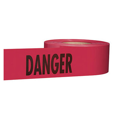 77-1004 Barricade Tape, 1000 ft L, 3 in W, Plastic Backing, Red