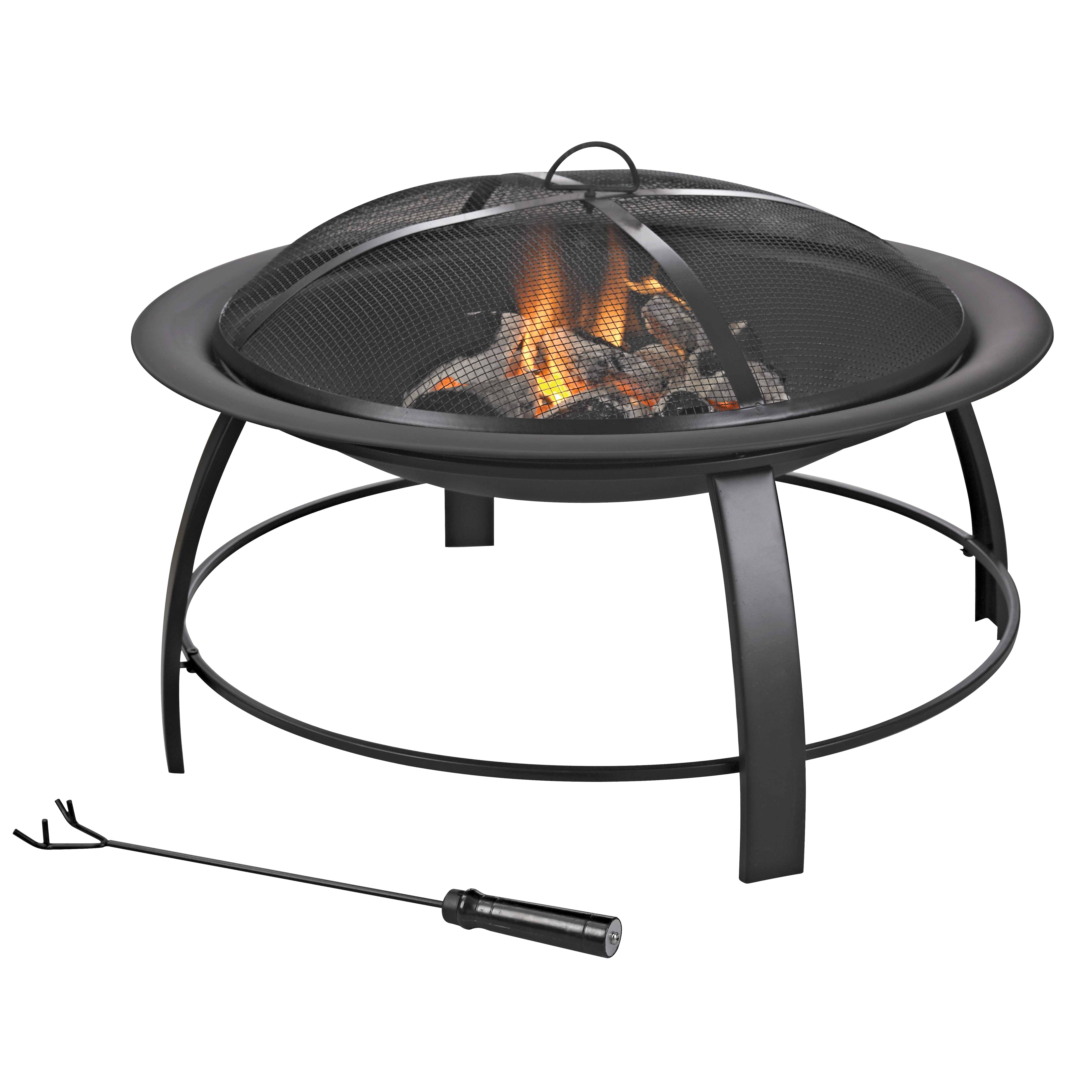 KLF-150031 Fire Pit, 30 in OAW, 30 in OAD, 19 in OAH, Round, Steel