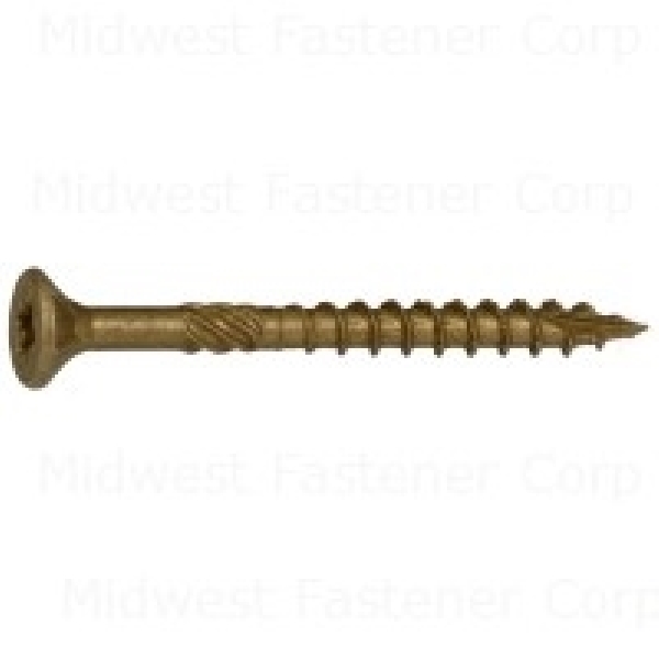 50752 Deck Screw, #9 Thread, 2 in L, Serrated Thread, Bugle Head, Star Drive, Type 17 Point, Tan, Steel