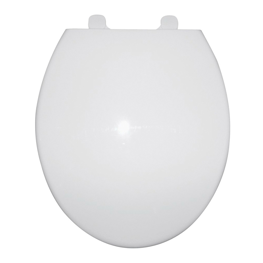 ProSource Toilet Seat, Round, Polypropylene, White, Plastic Hinge, 17 in - 1