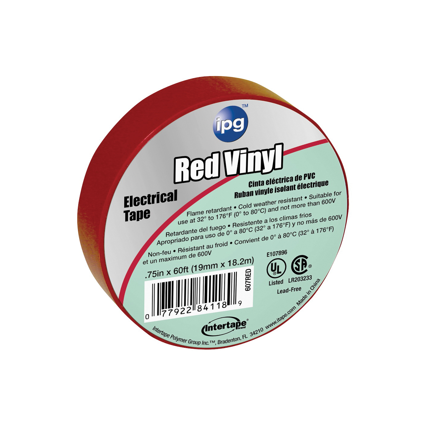 85832 Electrical Tape, 60 ft L, 3/4 in W, PVC Backing, Red