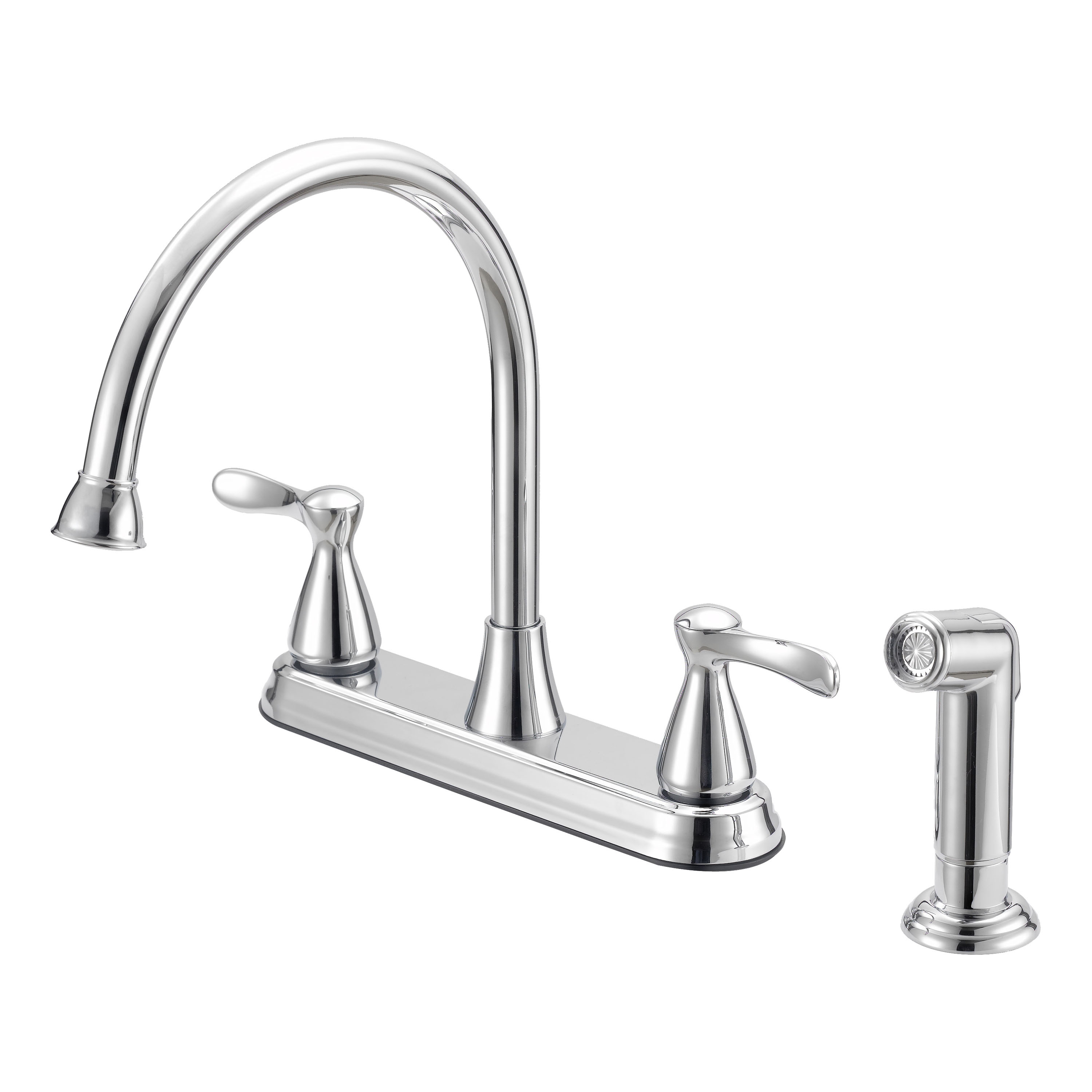 F8210001CP Kitchen Faucet, 1.8 gpm, 4-Faucet Hole, Metal/Plastic, Chrome, Deck, 8 in Faucet Centers