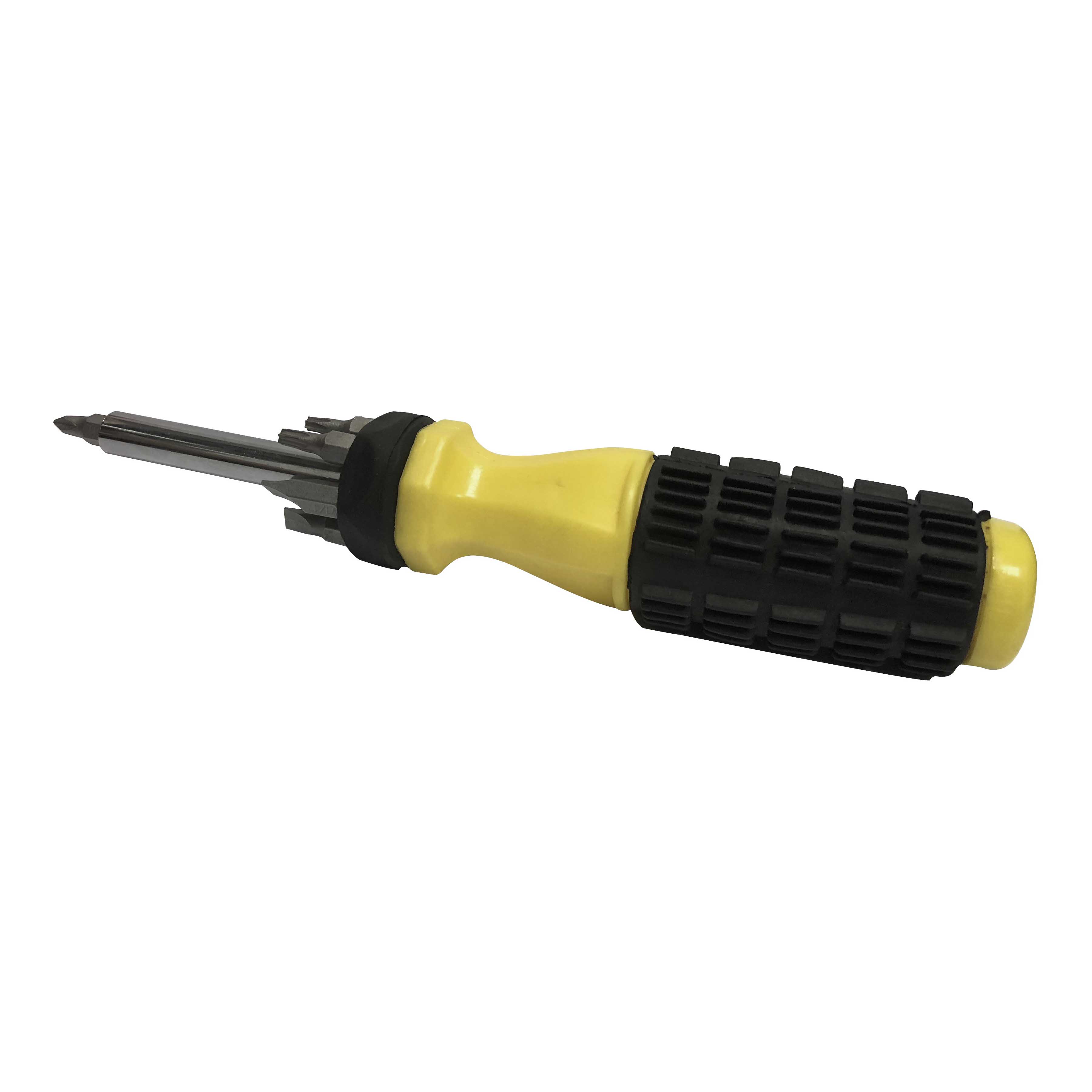 34100D Multi-Bit Screwdriver, Slotted: 3/16 in, 1/4 in, Phillips: #1, #2, Star: T15, T20 Drive, 7-3/8 in OAL