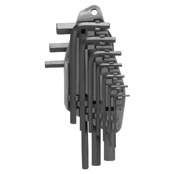 TW-050-03 Hex Key Set, 10-Piece, Chrome Vanadium Steel, Black, Specifications: Short Arm, Metric Measurement