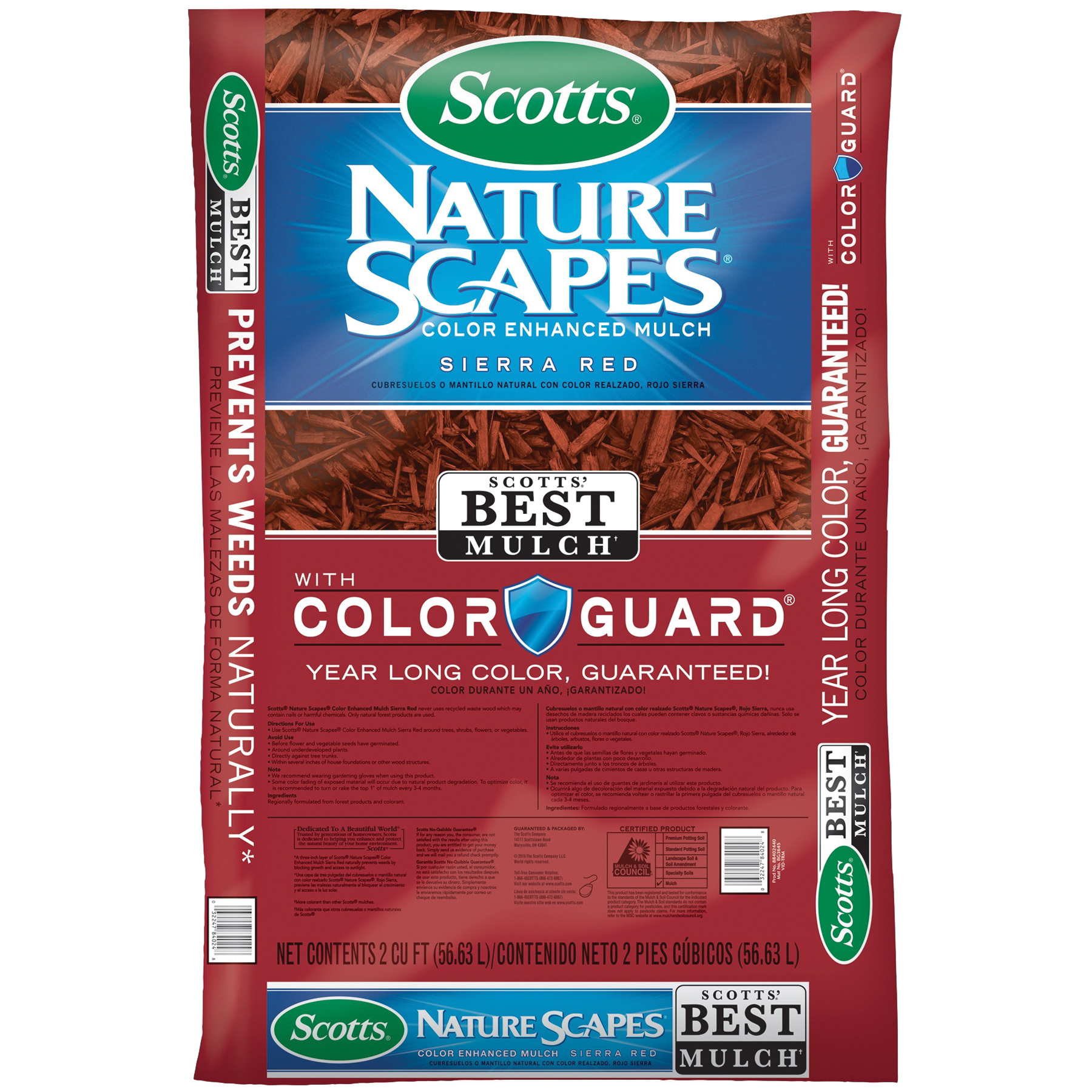 Scotts 88402440 Mulch, Solid, Earthy, Red, 2 cu-ft Bag - 1