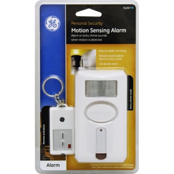 GE 51207 Motion Sensor Alarm with Keychain Remote, Battery, 20 ft Detection, 120 dB - 3