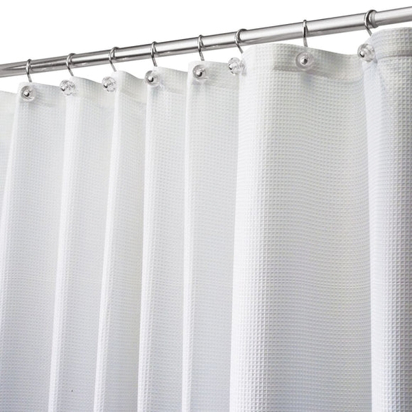 iDESIGN 22780 Shower Curtain, 72 in L, 72 in W, Polyester Fabric, White