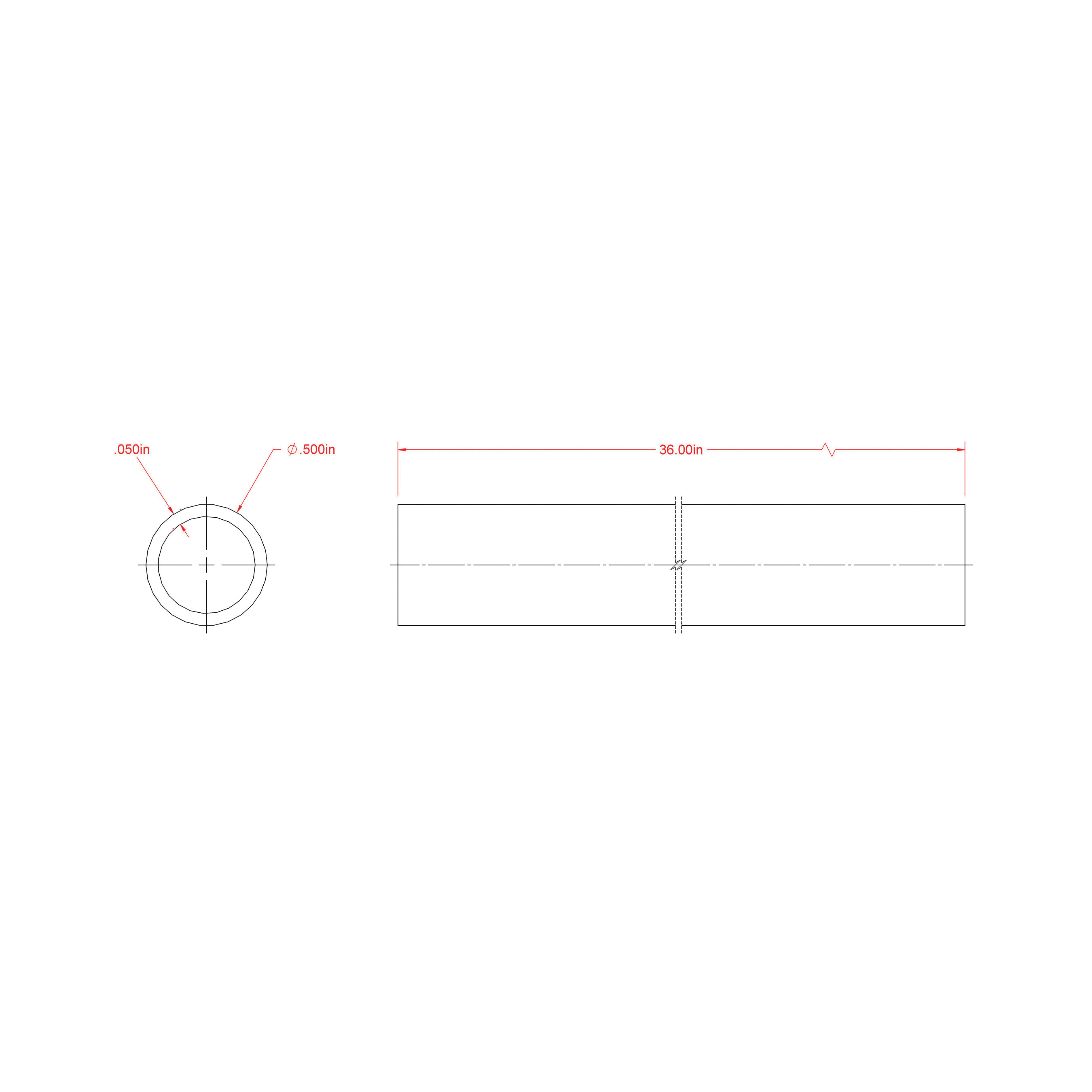 Steelworks 11747 Weldable Tube, Round, 3 ft L, 1/2 in Dia, 5/64 in Wall, Steel, Plain - 2