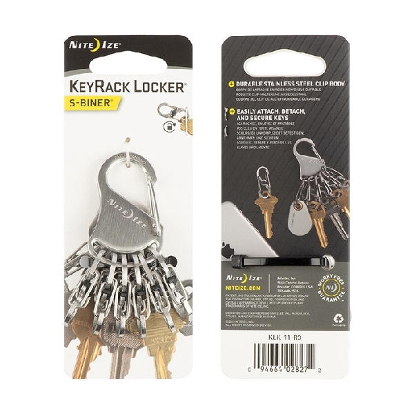 Nite Ize S-Biner Series KLK-11-R3 Carabiner Key Rack, 3.07 in OAL, Stainless Steel