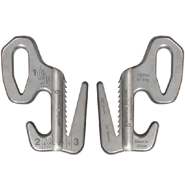 Nite Ize Figure 9 Series F9L-02-09 Rope Tightener, Large, Aluminum, Silver, For: 1/8 to 3/8 in Rope - 1