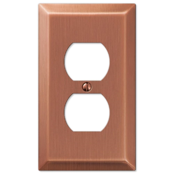 Amerelle Century 163DAC Outlet Wallplate, 4-15/16 in L, 2-7/8 in W, 1-Gang, Steel, Antique Copper - 1