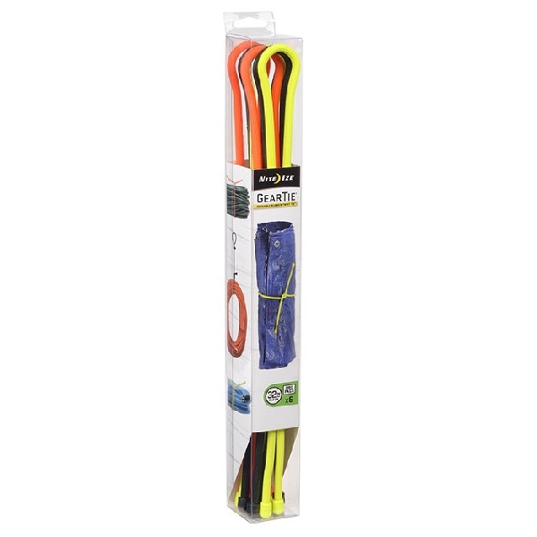 Gear Tie GTPP32-A1-R8 Twist-Tie, 32 in L, Rubber/Steel, Black/Bright Orange/Neon Yellow - 1