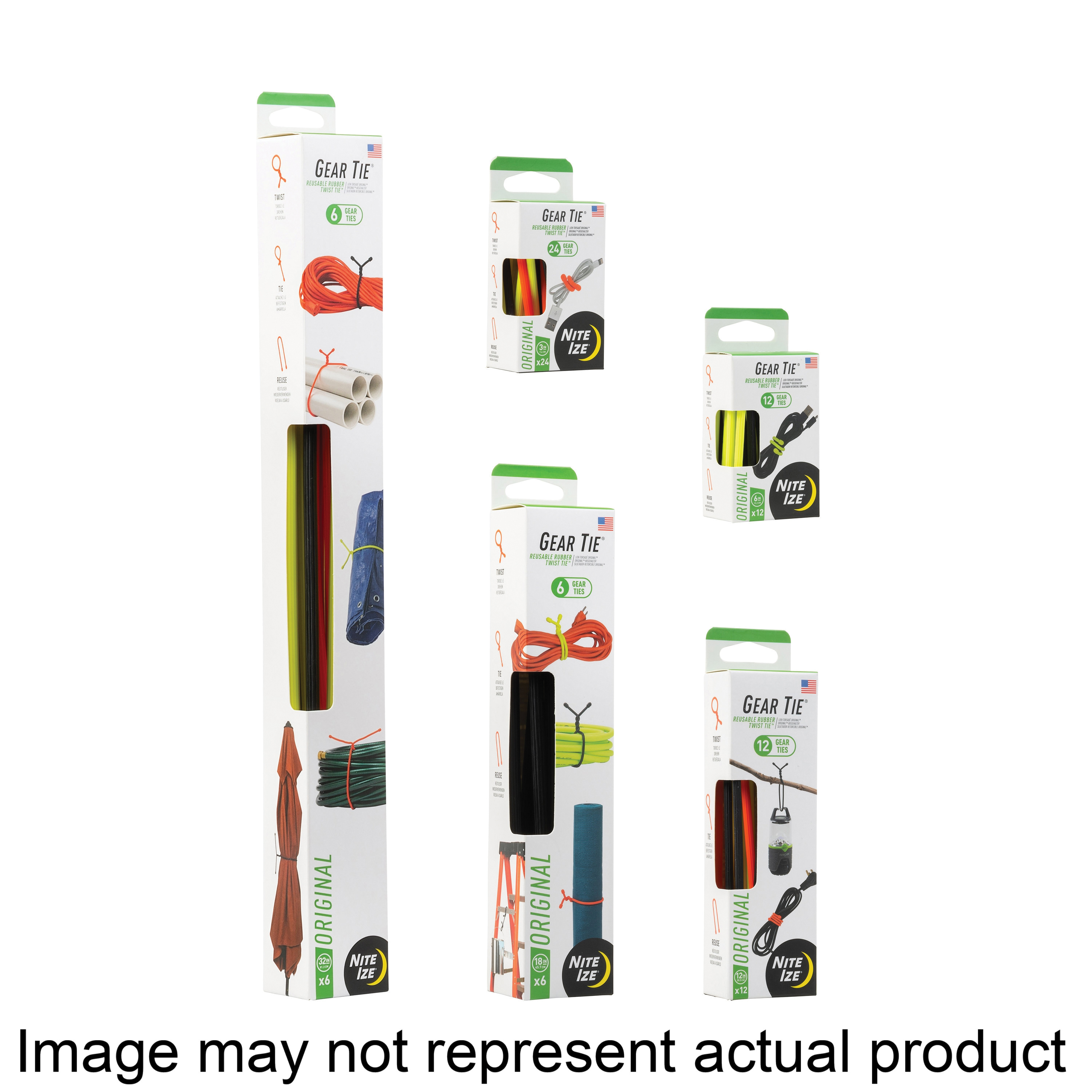 ProPack Series GTPP32-A1-R8 Twist-Tie, 6.2 mm Dia, 32 in L, Rubber/Steel, Black/Bright Orange/Neon Yellow