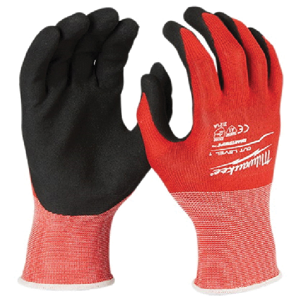 48-22-8902 Work Gloves, Unisex, L, 7.53 to 7.73 in L, Nitrile, Red