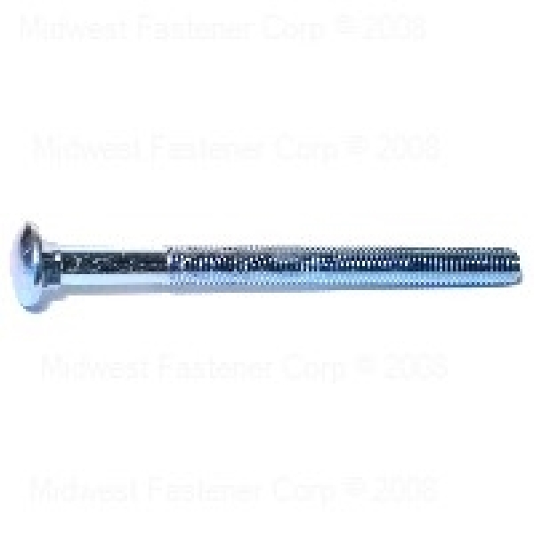 MIDWEST FASTENER 01175 Carriage Bolt, 5/8-11 Thread, 8 in OAL, Zinc, 2 Grade - 1