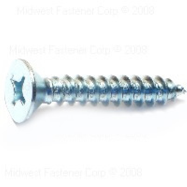 MIDWEST FASTENER 03041 Screw, #14-10 Thread, 1-1/2 in L, Coarse Thread, Flat Head, Phillips Drive, Steel, Zinc, 100 PK - 1